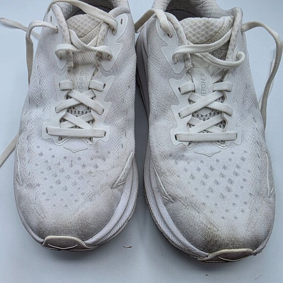 Hoka One One Clifton 9 Womens Size 8 B Triple White Athletic Shoes Running Walk - Picture 11 of 13